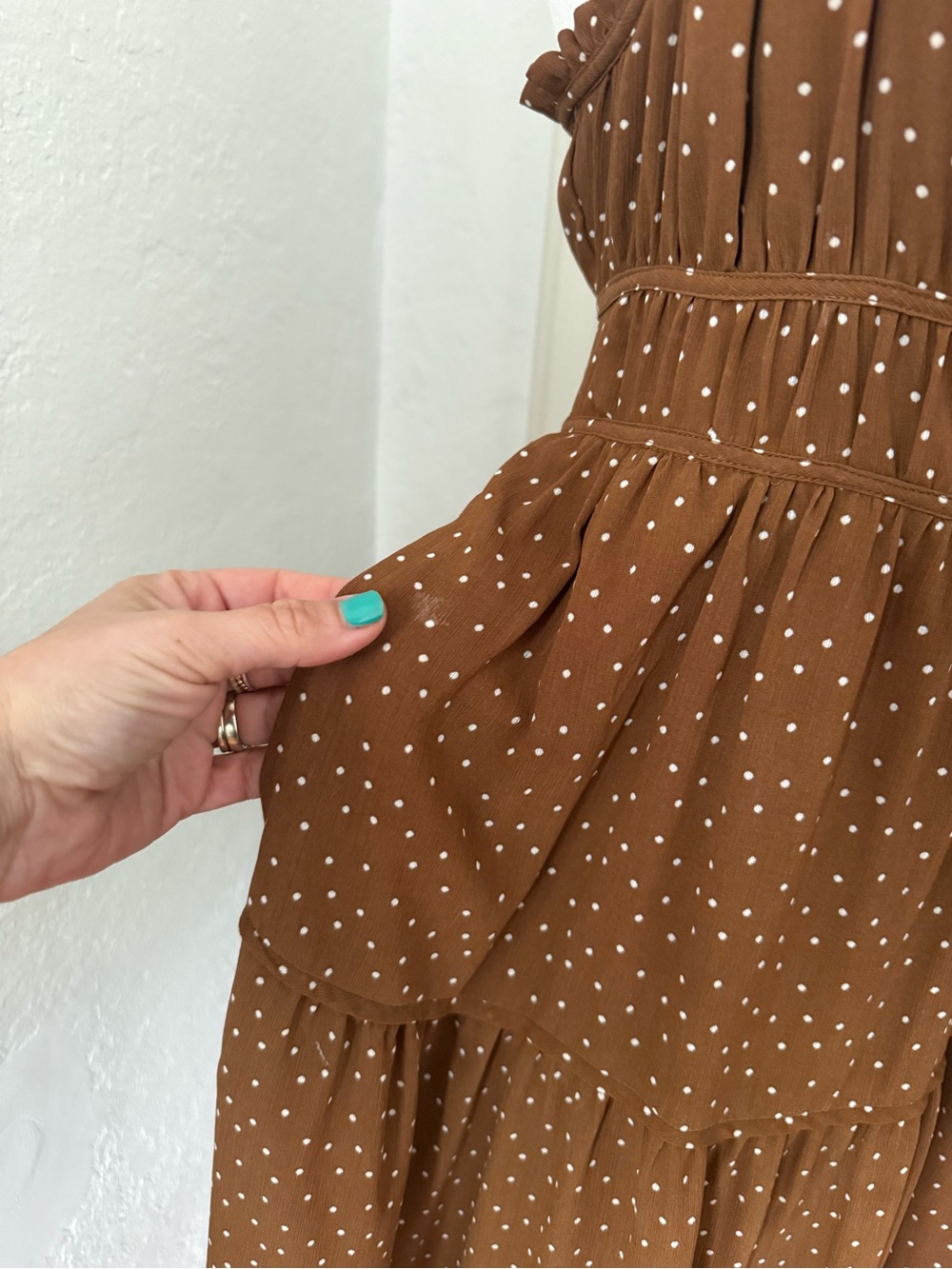 Madewell Brown Polka Dot Tiered Maxi Dress - Picture 7 of 7